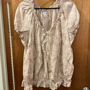 Size 3X - St John's Bay - Tan Short Sleeve Peasant Blouse